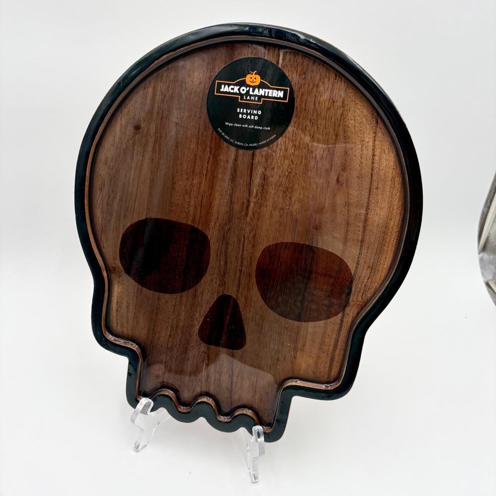 Jack O'Lantern Lane‎ Skull Serving Board Halloween Tray Decor Wood